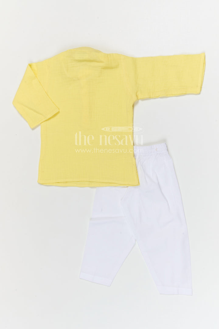 The Nesavu Boys Casual Set Boys Cotton Kurta Set for Festive Outings and Family Visits Nesavu Nesavu boys muslin cotton kurta set for festive outings and traditional family gatherings