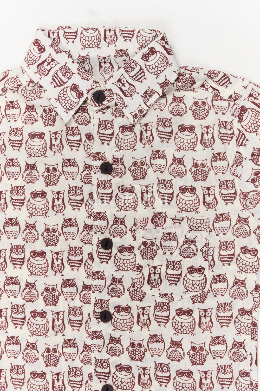 The Nesavu Boys Cotton Shirt Boys Cotton Owl Print Shirt for Quirky Casual Days Nesavu Nesavu boys cotton shirt with quirky owl print – breathable and playful everyday wear