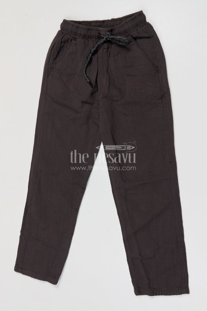 The Nesavu Boys Pant Boys Cotton Pants for School and Casual Everyday Wear Nesavu 22 (4Y) / Gray / Muslin Cotton BWP026F-22 Nesavu boys muslin cotton pants comfortable school and casual everyday kids wear