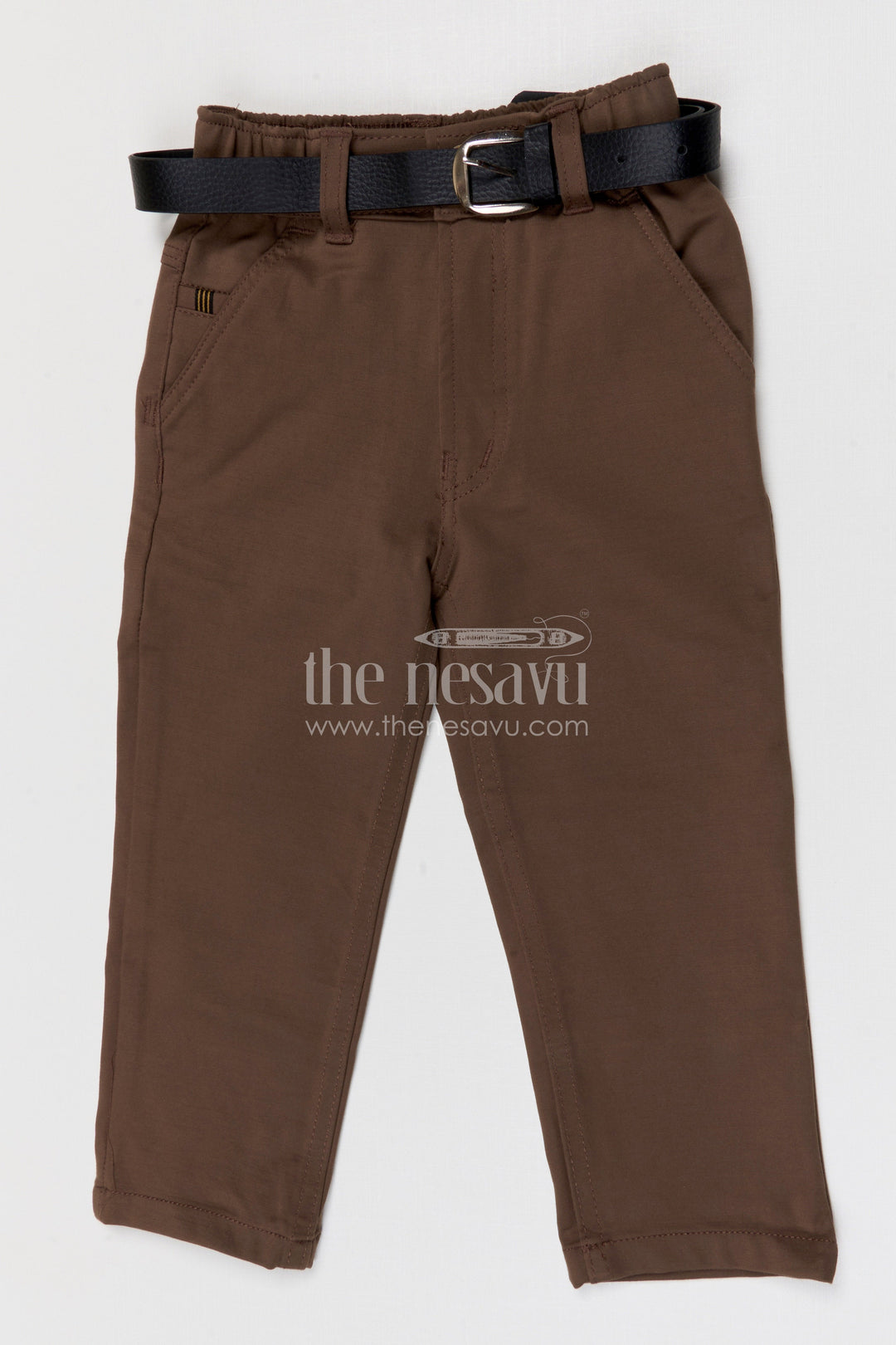 The Nesavu Boys Pant Boys Cotton Pants for School and Everyday Casual Type Wear Nesavu 22 (4Y) / Brown / Cotton BWP029A-22 Nesavu boys cotton pants for school uniform and everyday casual kids wear
