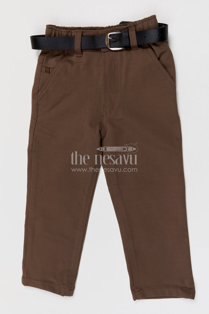 The Nesavu Boys Pant Boys Cotton Pants for School and Everyday Casual Type Wear Nesavu 22 (4Y) / Brown / Cotton BWP029A-22 Nesavu boys cotton pants for school uniform and everyday casual kids wear