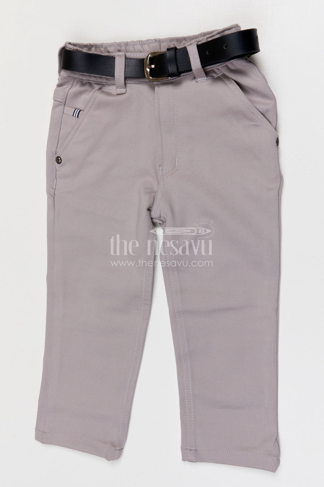 The Nesavu Boys Pant Boys Cotton Pants for School and Everyday Joyfull Events Nesavu 22 (4Y) / Gray / Cotton BWP029C-22 Nesavu boys cotton pants for school uniform and everyday casual kids wear