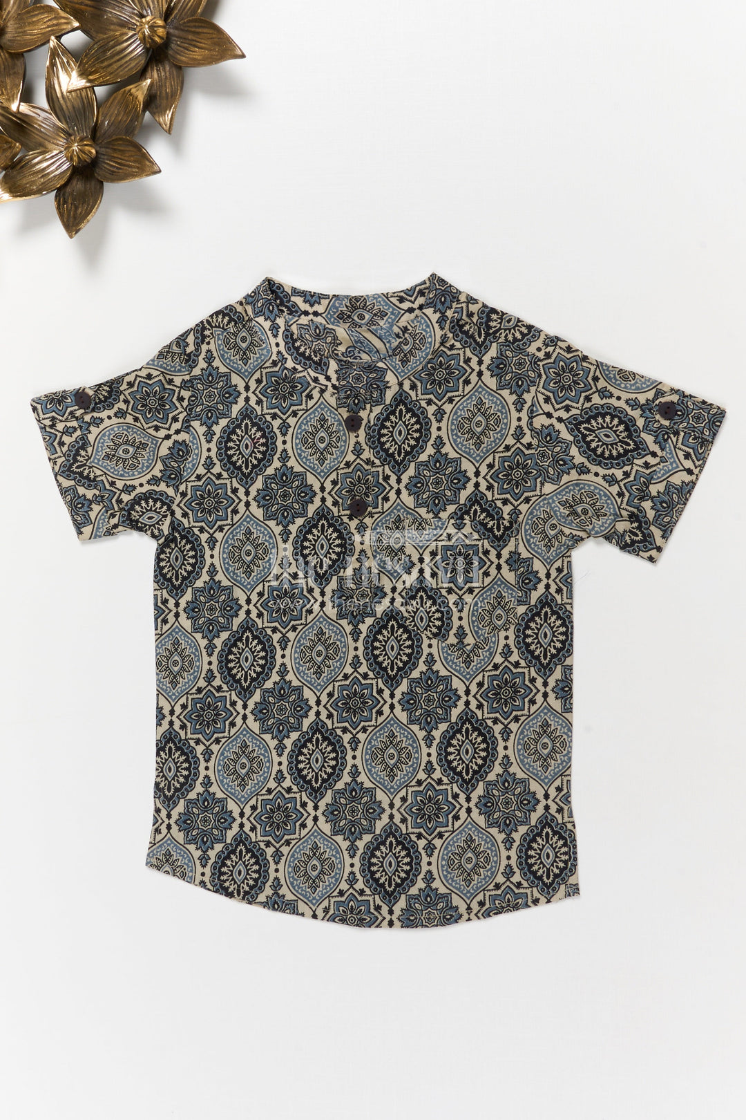 The Nesavu Boys Cotton Shirt Boys Cotton Printed Shirt for Casual Ethnic Day Looks Nesavu 20 (3Y) / Green BS380A-20 Nesavu boys cotton shirt with ethnic digital print – perfect for casual and festive wear