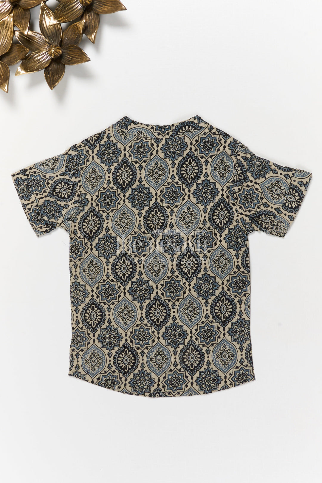 The Nesavu Boys Cotton Shirt Boys Cotton Printed Shirt for Casual Ethnic Day Looks Nesavu Nesavu boys cotton shirt with ethnic digital print – perfect for casual and festive wear