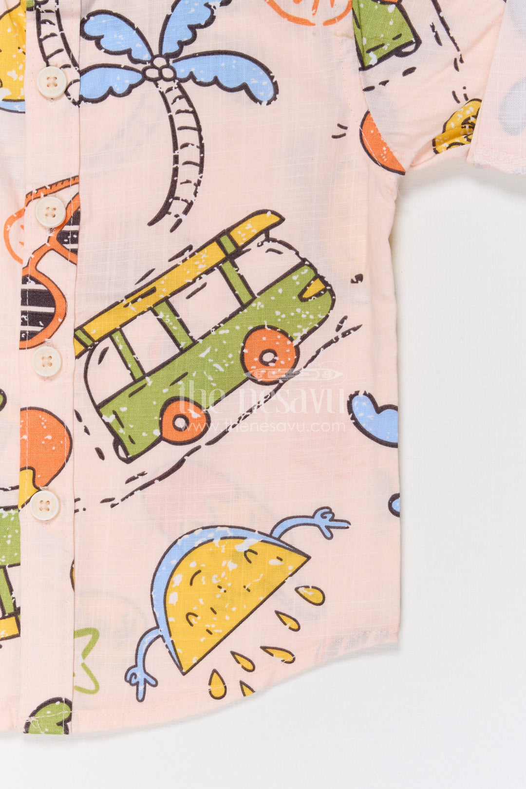 The Nesavu Boys Cotton Shirt Boys Cotton Printed Shirt for Casual Outings and Everyday Wear Nesavu Nesavu boys cotton printed shirt casual everyday outfit for kids with playful digital print