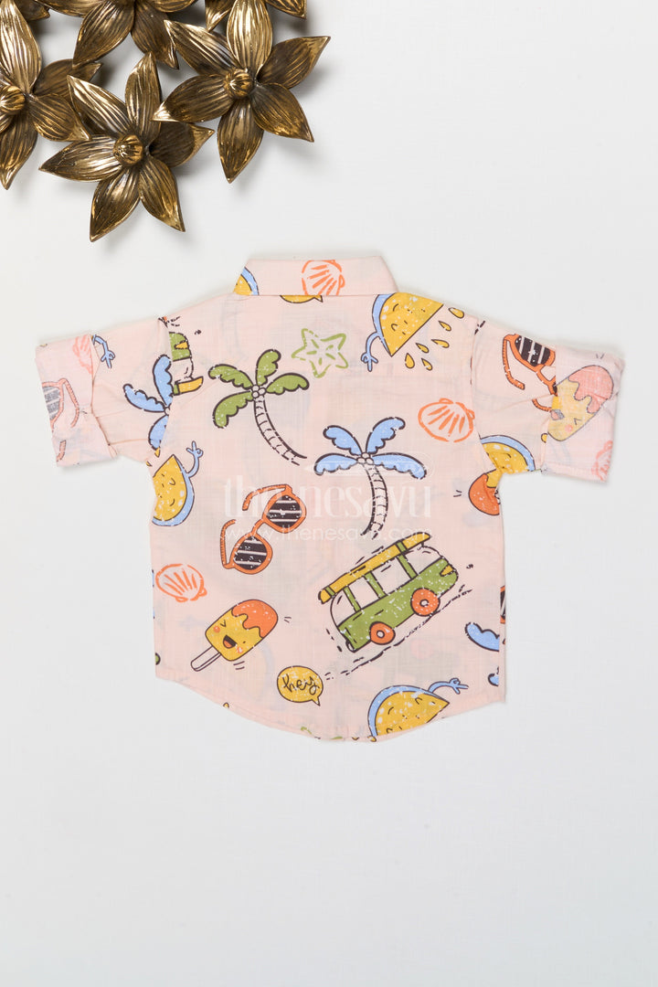 The Nesavu Boys Cotton Shirt Boys Cotton Printed Shirt for Casual Outings and Everyday Wear Nesavu Nesavu boys cotton printed shirt casual everyday outfit for kids with playful digital print