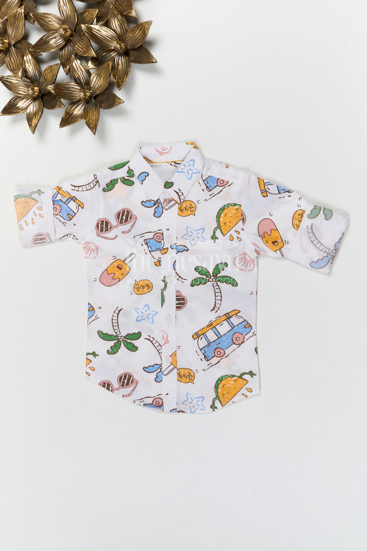 The Nesavu Boys Cotton Shirt Boys Cotton Printed Shirt for Casual Outings and Playtime Nesavu Nesavu boys cotton printed shirt for casual outings playful everyday kids wear