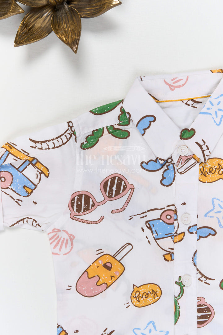 The Nesavu Boys Cotton Shirt Boys Cotton Printed Shirt for Casual Outings and Playtime Nesavu Nesavu boys cotton printed shirt for casual outings playful everyday kids wear