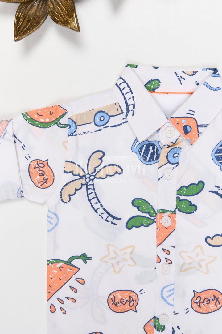 The Nesavu Boys Cotton Shirt Boys Cotton Printed Shirt for Casual Playtime and Outings Nesavu Nesavu boys cotton printed shirt casual kids outfit for everyday wear and outings