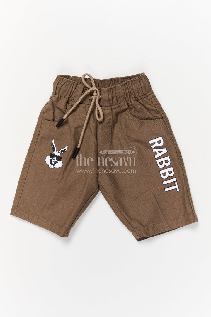 The Nesavu Boys Shorts Boys Cotton Printed Shorts with Fun Character Design and Elastic Waist Nesavu 14 (6M) / Brown / Cotton BWS066I-14 Fun cotton shorts for boys with character print and drawstring elastic waistband