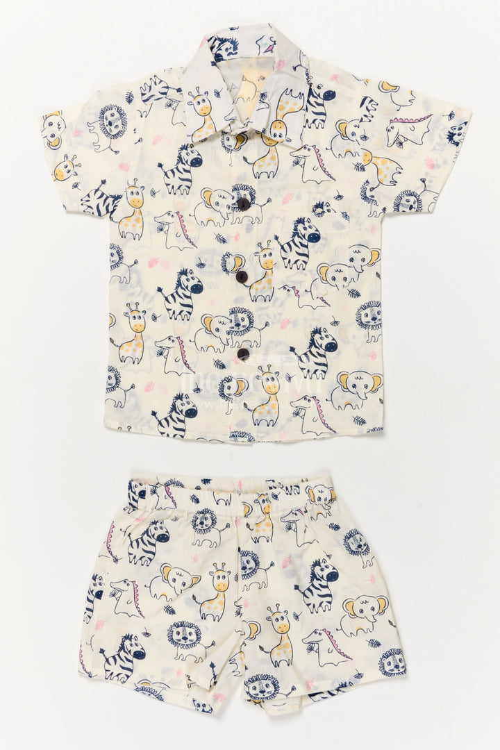 The Nesavu Boys Casual Set Boys Cotton Set with Wild Animal Print for Everyday Fun Nesavu 16 (1Y) / Multicolor BCS546B-16 Nesavu boys casual cotton set with wild animal digital print for toddlers’ daily wear