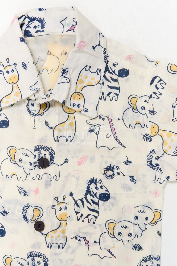 The Nesavu Boys Casual Set Boys Cotton Set with Wild Animal Print for Everyday Fun Nesavu Nesavu boys casual cotton set with wild animal digital print for toddlers’ daily wear