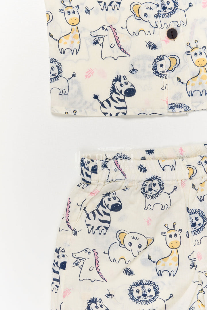 The Nesavu Boys Casual Set Boys Cotton Set with Wild Animal Print for Everyday Fun Nesavu Nesavu boys casual cotton set with wild animal digital print for toddlers’ daily wear