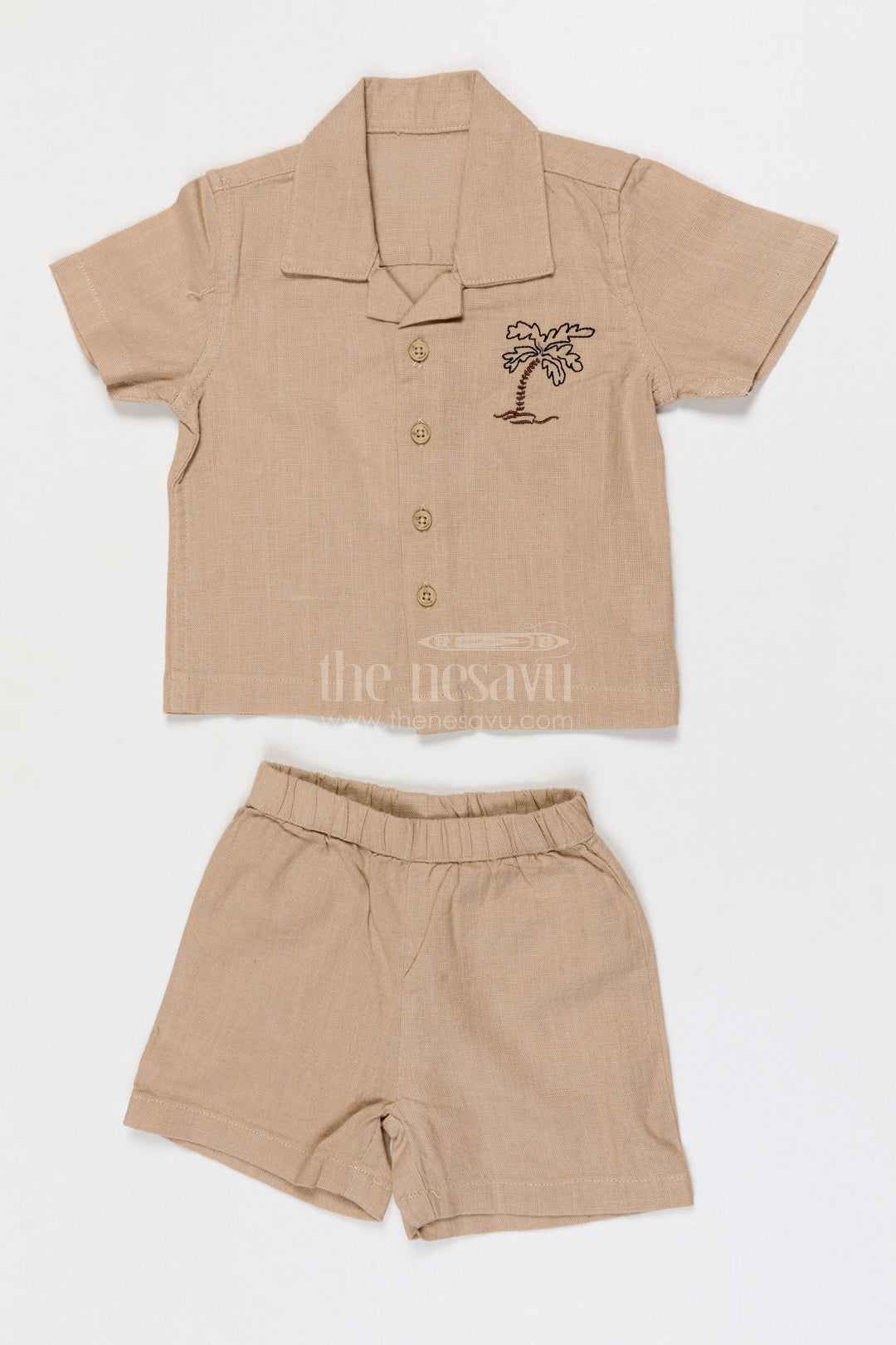 The Nesavu Boys Casual Set Boys Cotton Shirt and Shorts Set for Family Outings Nesavu 12 (3M) / Pink / Cotton BCS557C-12 Nesavu Boys Cotton Shirt And Shorts Set For Family Outings Casual Events And Summer Comfort