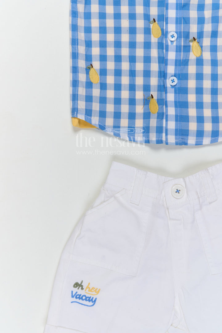 The Nesavu Boys Casual Set Boys Cotton Shirt and Shorts Set for Outings and Everyday Wear Nesavu Nesavu boys cotton checked shirt and shorts set for outings and daily wear with breathable comfort fit
