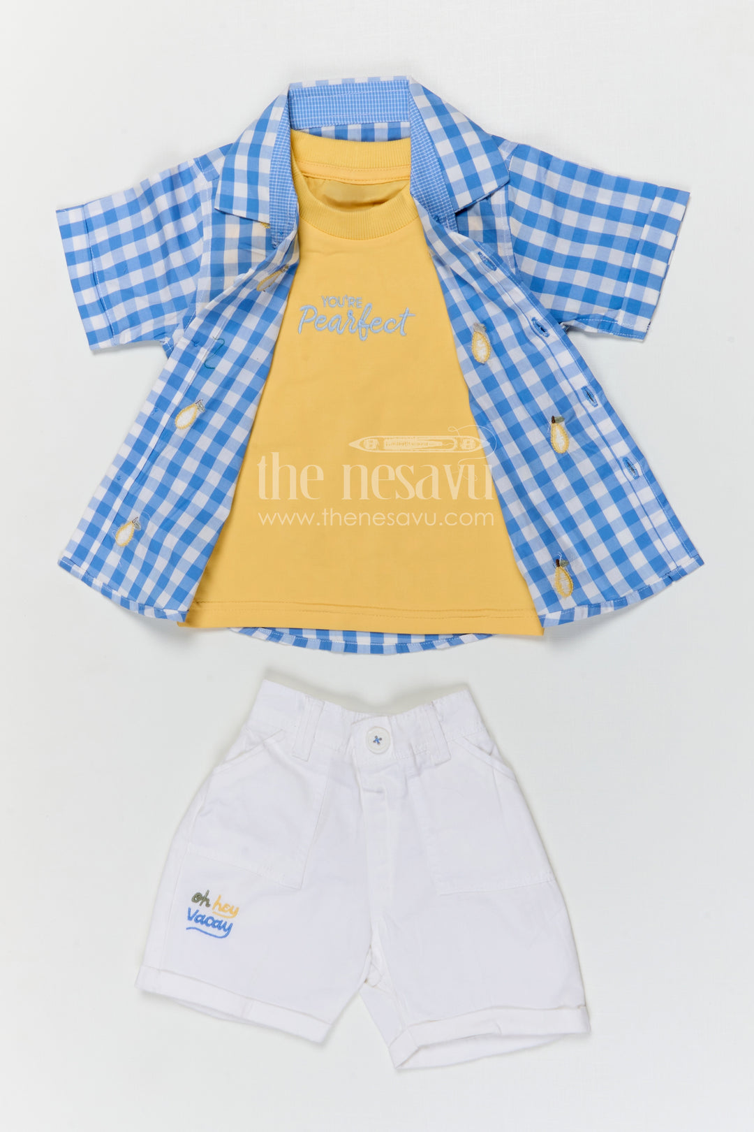 The Nesavu Boys Casual Set Boys Cotton Shirt and Shorts Set for Outings and Everyday Wear Nesavu Nesavu boys cotton checked shirt and shorts set for outings and daily wear with breathable comfort fit
