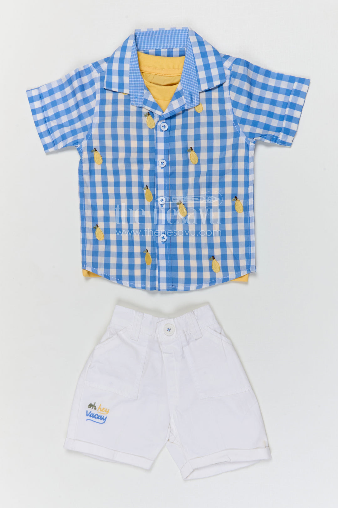 The Nesavu Boys Casual Set Boys Cotton Shirt and Shorts Set for Outings and Everyday Wear Nesavu Nesavu boys cotton checked shirt and shorts set for outings and daily wear with breathable comfort fit