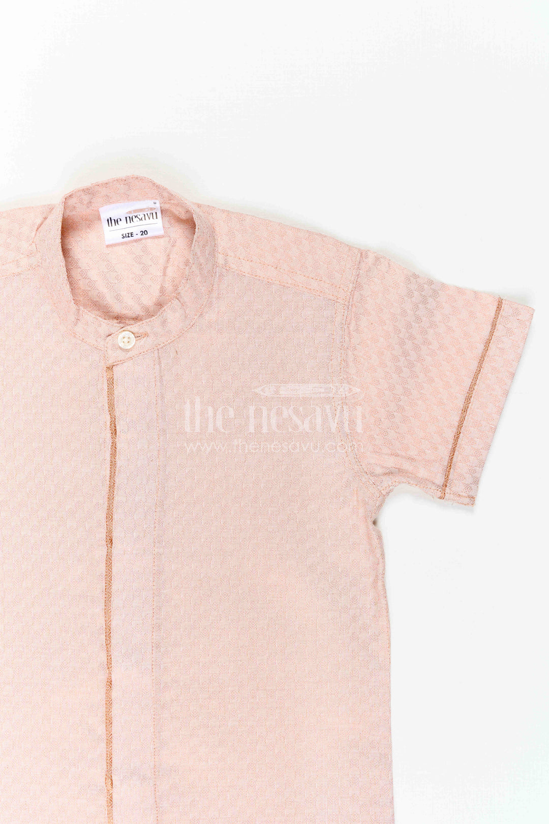 The Nesavu Boys Cotton Shirt Boys Cotton Shirt for Birthday Lunch Outings Nesavu Nesavu Boys Cotton Shirt For Birthday Lunch Outings With Mandarin Collar And Textured Finish