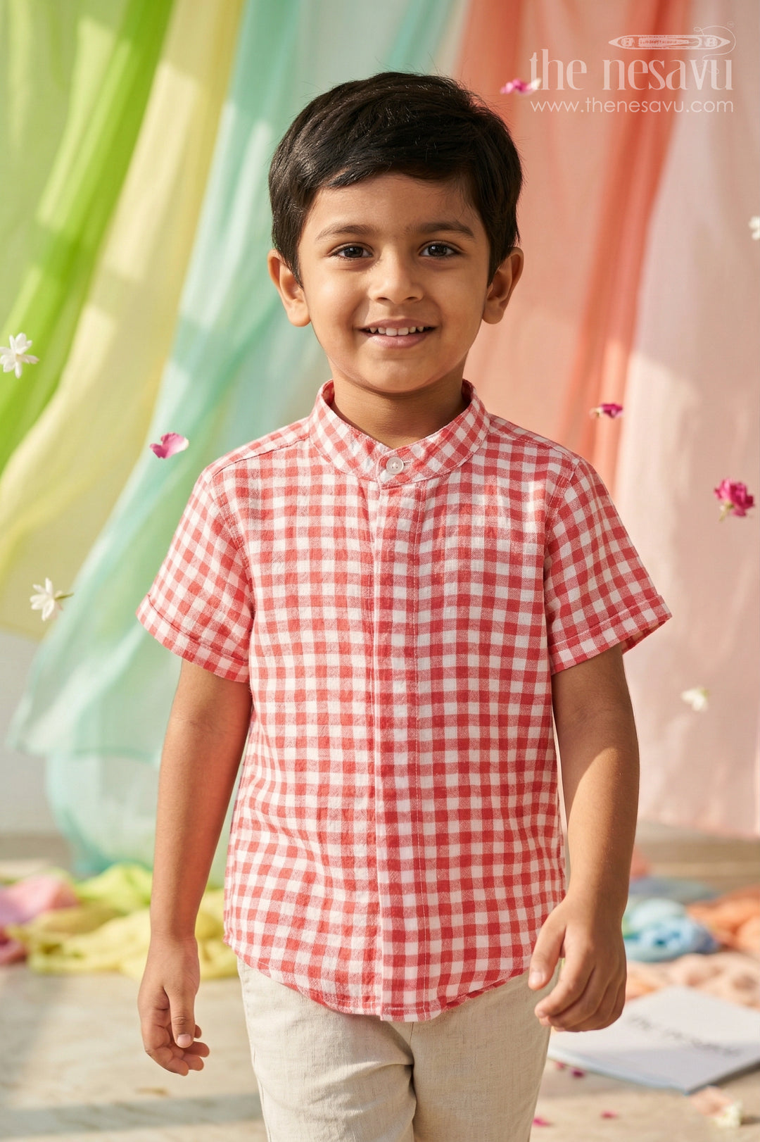 The Nesavu Boys Cotton Shirt Boys Cotton Shirt for Casual Outings and Everyday Comfort Nesavu 14 (6M) / Red / Cotton BS451A-14 Nesavu Boys Cotton Checked Shirt For Casual Outings And Everyday Wear With Breathable Comfortable Fabric