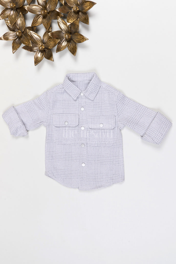The Nesavu Boys Cotton Shirt Boys Cotton Shirt for Casual Outings and Family Functions Nesavu 18 (2Y) / Half white / Cotton Blend BS403A-18 Nesavu Boys Tweed Cotton Shirt For Casual Outings Family Functions And Smart Everyday Wear