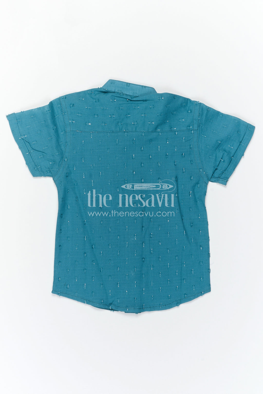 The Nesavu Boys Cotton Shirt Boys Cotton Shirt for Casual Wear and Outings Nesavu Nesavu Boys Blue Cotton Shirt With Shimmer Butti Design For Casual Wear Outings And Everyday Comfort