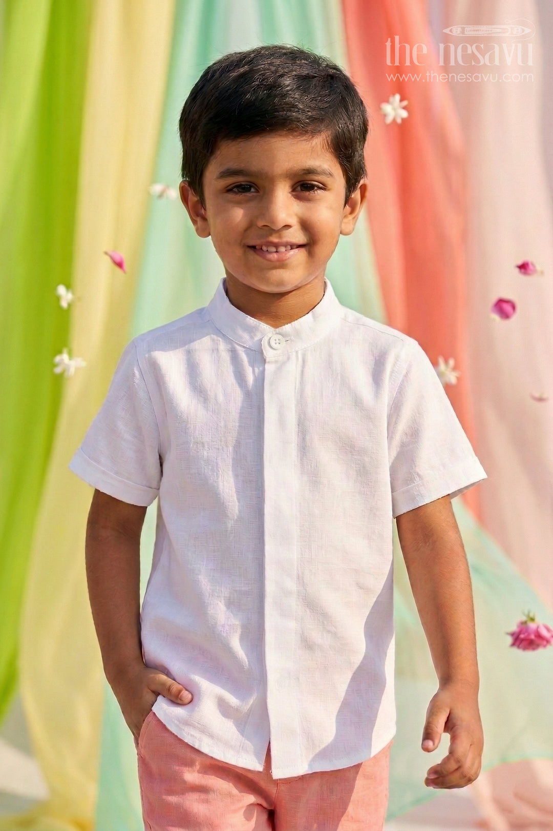 The Nesavu Boys Cotton Shirt Boys Cotton Shirt for Daily Wear and All Day Comfort Nesavu 14 (6M) / White / Seer Sucker BS314D-14 Nesavu Boys Seersucker Cotton Shirt For Daily Wear And Summer Comfort With Breathable Lightweight Fabric