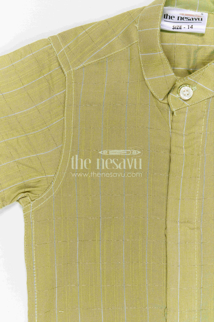 The Nesavu Boys Cotton Shirt Boys Cotton Shirt for Daily Wear and Casual Outings Nesavu Nesavu Boys Green Cotton Shirt With Checked Design For Casual Wear Daily Outings And Comfortable Styling