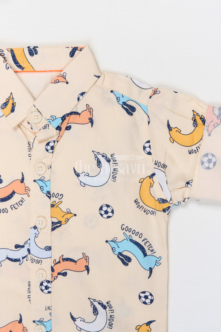 The Nesavu Boys Cotton Shirt Boys Cotton Shirt for Everyday Outings and Playtime Nesavu Nesavu boys cotton shirt with animal digital print casual everyday kids outfit