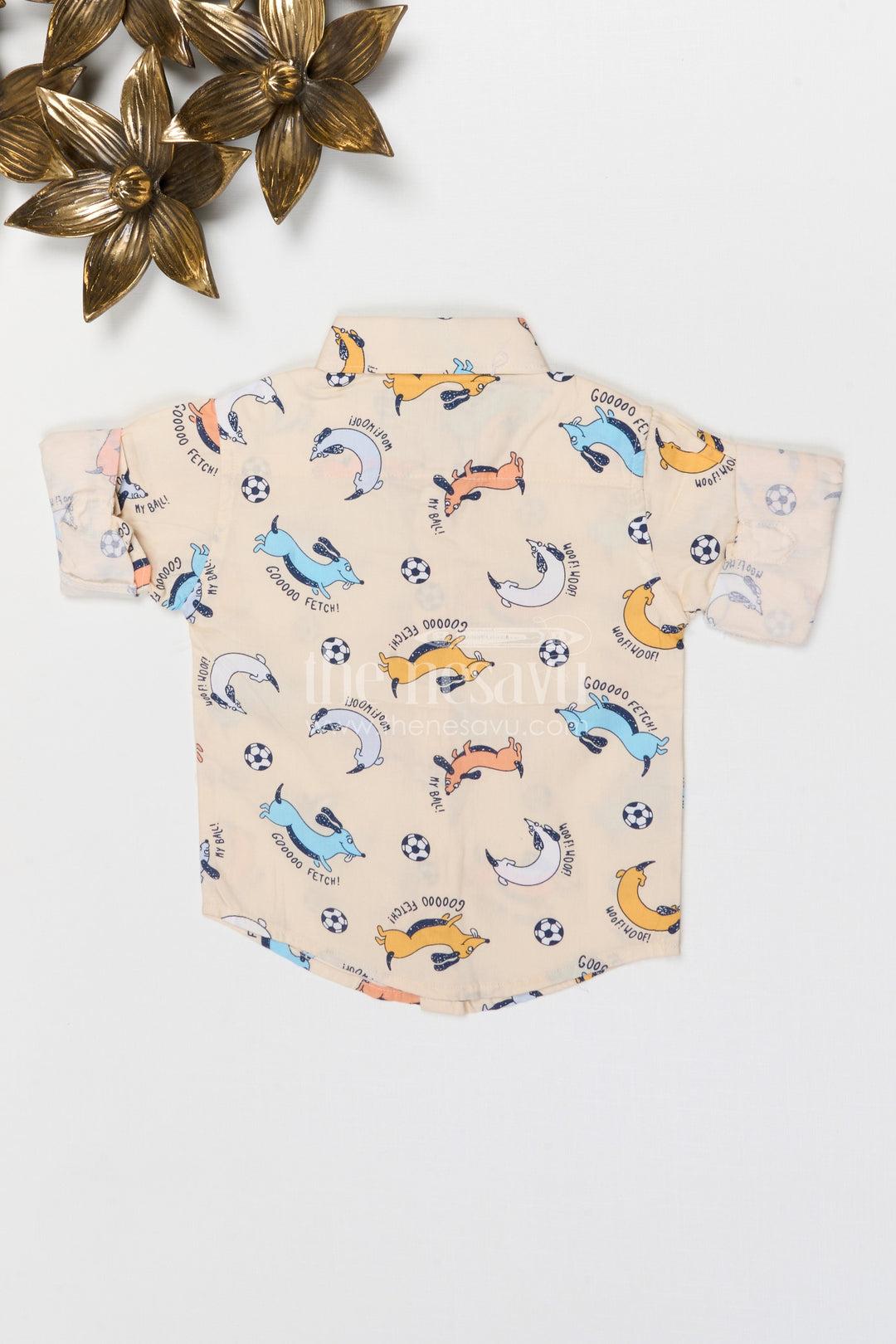 The Nesavu Boys Cotton Shirt Boys Cotton Shirt for Everyday Outings and Playtime Nesavu Nesavu boys cotton shirt with animal digital print casual everyday kids outfit