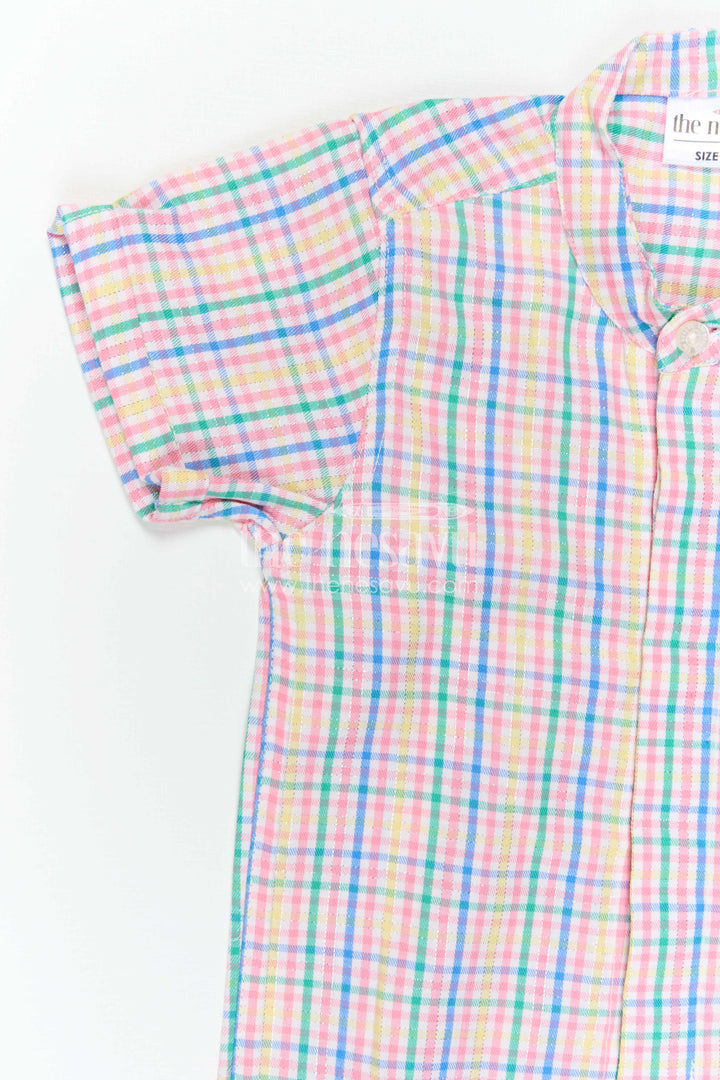 The Nesavu Boys Cotton Shirt Boys Cotton Shirt for Family Outings and Weekend Wear Nesavu Nesavu Boys Cotton Checked Shirt For Family Outings And Weekend Wear With Breathable Multicolour Design