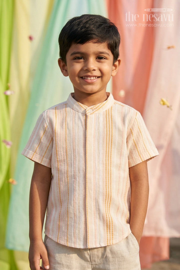 The Nesavu Boys Cotton Shirt Boys Cotton Shirt for Festive Days and Smart Casual Dressing Nesavu 14 (6M) / Yellow / Cotton BS443A-14 Nesavu Boys Cotton Shirt For Festive Days And Smart Casual Wear With Breathable Comfortable Fabric