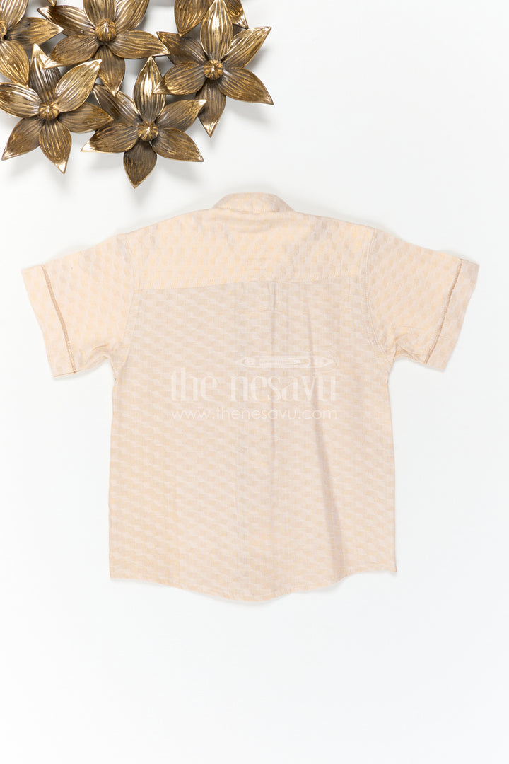 The Nesavu Boys Cotton Shirt Boys Cotton Shirt for Festive Family Visits Nesavu Nesavu Boys Cotton Shirt For Festive Family Visits With Mandarin Collar And Textured Weave