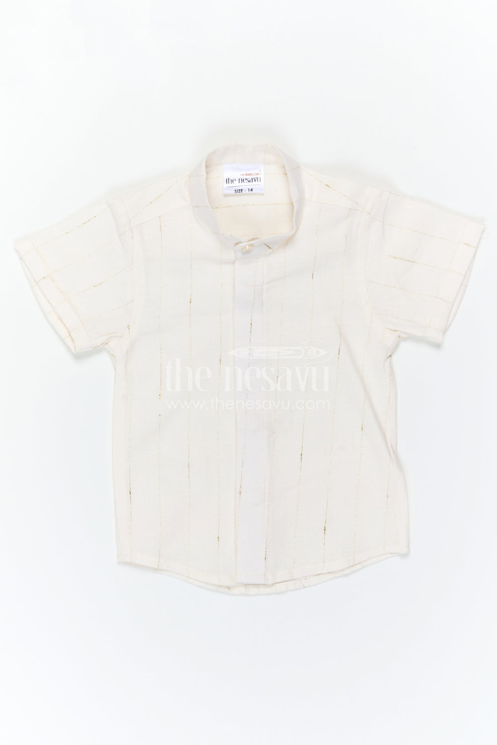 The Nesavu Boys Cotton Shirt Boys Cotton Shirt for Festive Occasions and Traditional Wear Nesavu Nesavu Boys Cotton Shirt With Zari Design For Festive Occasions And Traditional Wear With Breathable Comfort