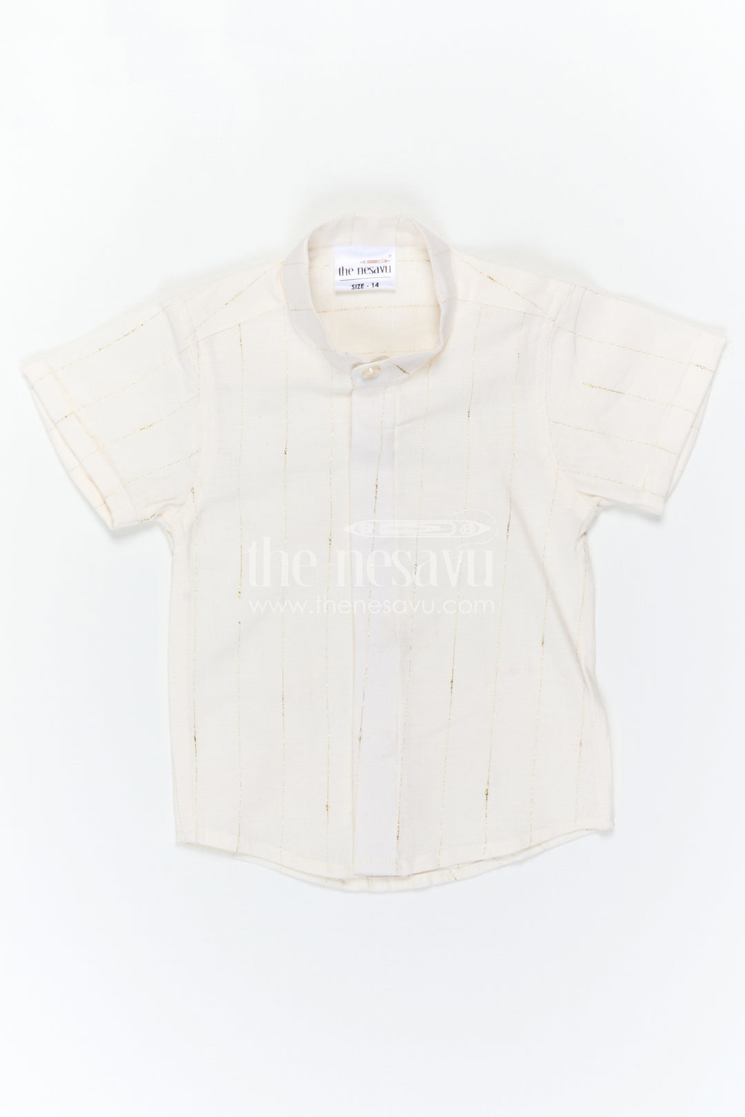 The Nesavu Boys Cotton Shirt Boys Cotton Shirt for Festive Occasions and Traditional Wear Nesavu Nesavu Boys Cotton Shirt With Zari Design For Festive Occasions And Traditional Wear With Breathable Comfort