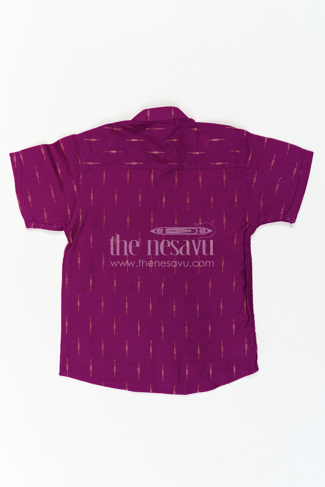 The Nesavu Boys Cotton Shirt Boys Cotton Shirt for Festive Outings and Everyday Ethnic Style Nesavu Nesavu Boys Chanderi Cotton Shirt With Jacquard Print For Festive And Casual Occasions