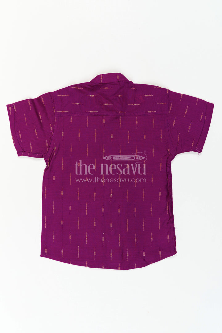 The Nesavu Boys Cotton Shirt Boys Cotton Shirt for Festive Outings and Everyday Ethnic Style Nesavu Nesavu Boys Chanderi Cotton Shirt With Jacquard Print For Festive And Casual Occasions