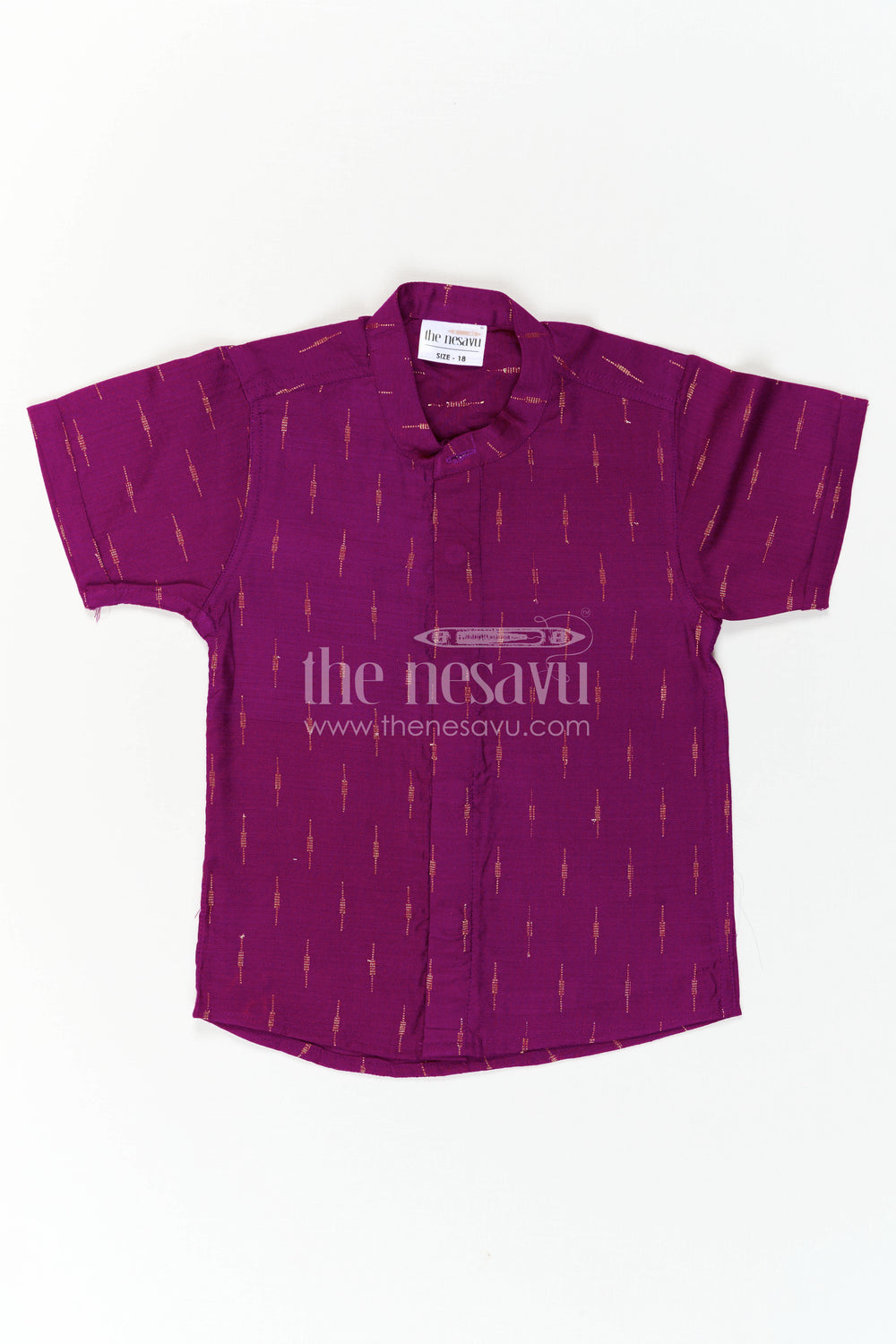 The Nesavu Boys Cotton Shirt Boys Cotton Shirt for Festive Outings and Everyday Ethnic Style Nesavu Nesavu Boys Chanderi Cotton Shirt With Jacquard Print For Festive And Casual Occasions