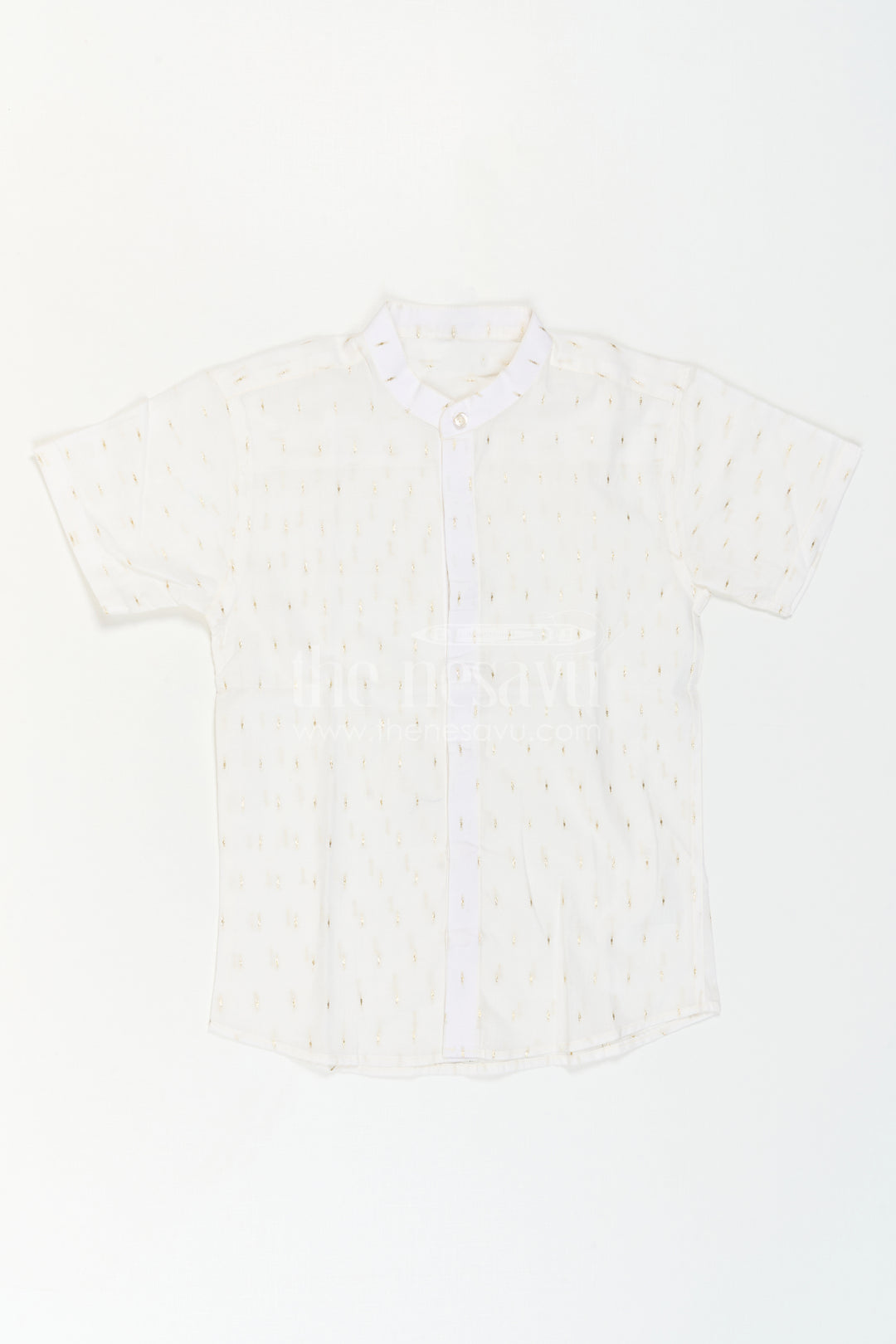 The Nesavu Boys Cotton Shirt Boys Cotton Shirt for Festive Wear and Special Occasions Nesavu Nesavu Boys Cotton Shimmer Butti Shirt For Festive Wear And Special Occasions With Breathable Fabric