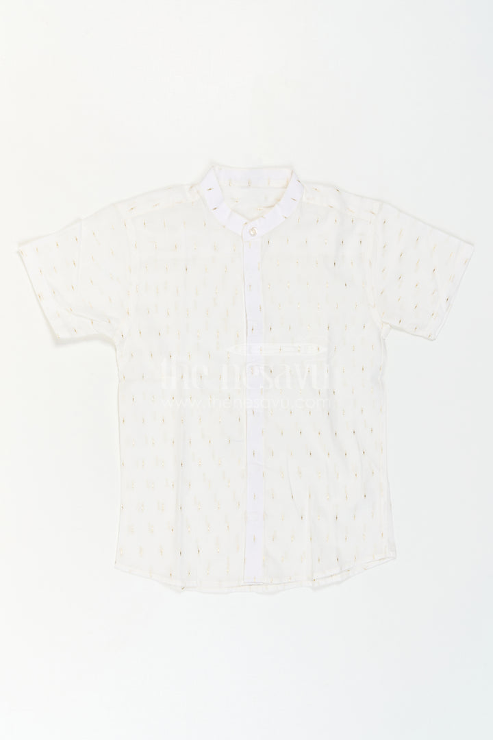 The Nesavu Boys Cotton Shirt Boys Cotton Shirt for Festive Wear and Special Occasions Nesavu Nesavu Boys Cotton Shimmer Butti Shirt For Festive Wear And Special Occasions With Breathable Fabric