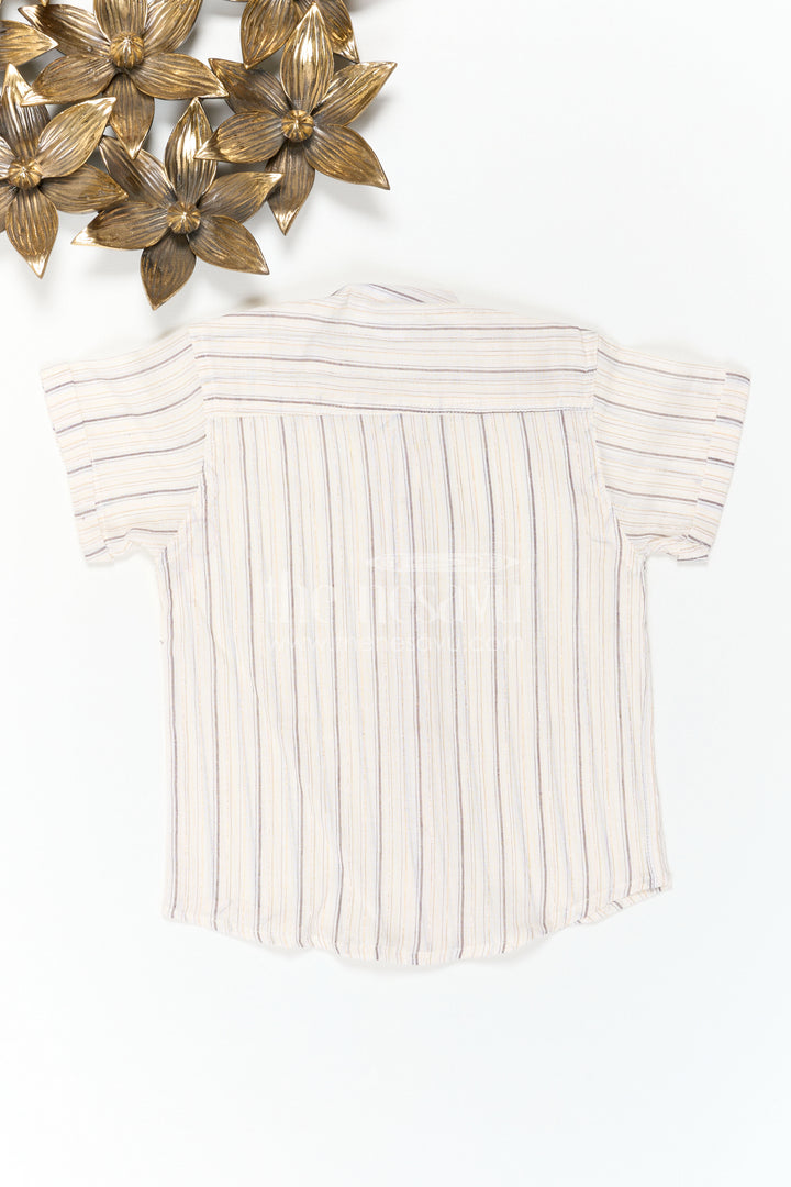 The Nesavu Boys Cotton Shirt Boys Cotton Shirt for School Ethnic Day Nesavu Nesavu Boys Cotton Shirt For School Ethnic Day With Striped Design And Mandarin Collar