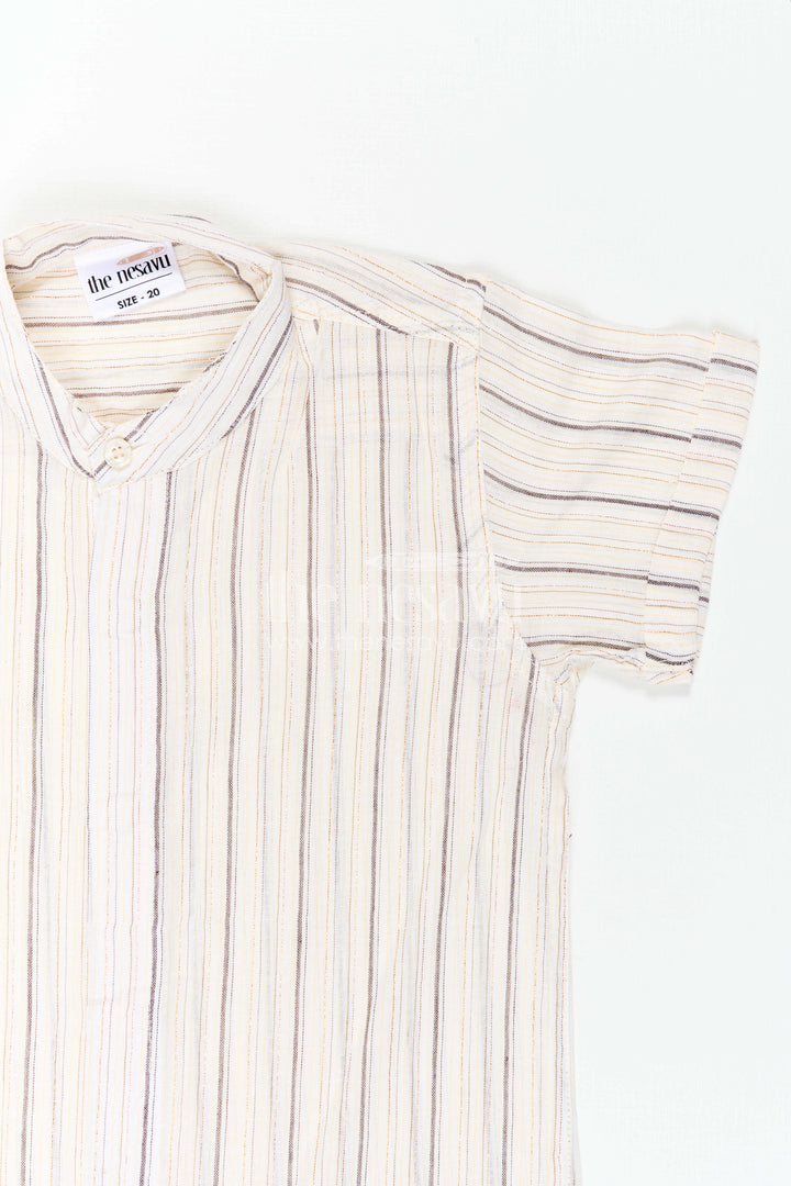 The Nesavu Boys Cotton Shirt Boys Cotton Shirt for School Ethnic Day Nesavu Nesavu Boys Cotton Shirt For School Ethnic Day With Striped Design And Mandarin Collar