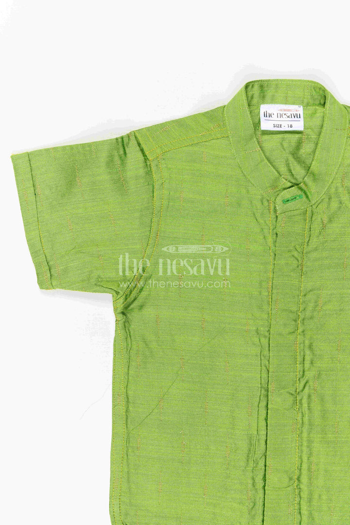 The Nesavu Boys Cotton Shirt Boys Cotton Shirt for School Events and Family Celebrations Nesavu Nesavu Boys Chanderi Cotton Shirt With Jacquard Print For School Events And Celebrations
