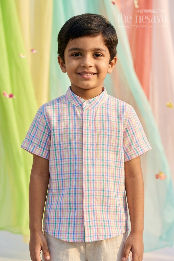 The Nesavu Boys Cotton Shirt Boys Cotton Shirt for Weekend Outings and Casual Wear Nesavu 14 (6M) / Multicolor / Cotton BS445A-14 Nesavu Boys Cotton Checked Shirt For Weekend Outings And Casual Wear With Breathable Comfortable Fabric