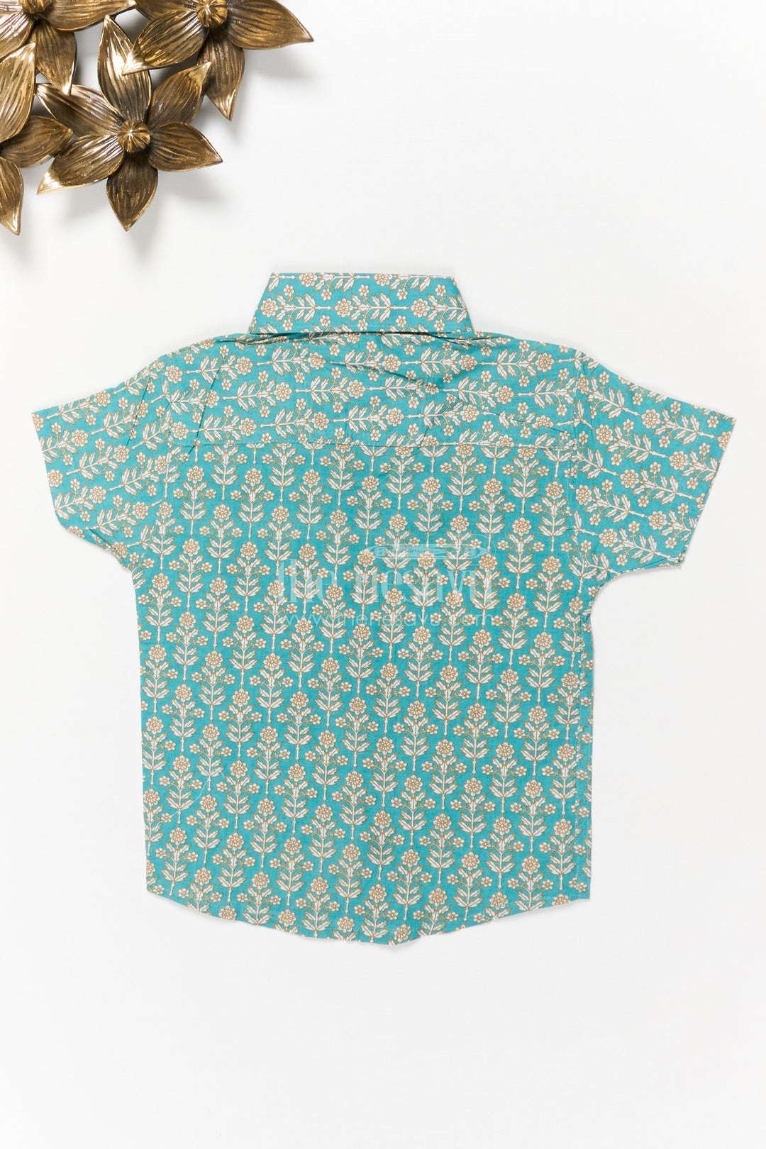 The Nesavu Boys Cotton Shirt Boys Cotton Shirt with Floral Print for Festive and Casual Wear Nesavu Nesavu boys cotton shirt with floral digital print – festive-ready casual ethnic outfit