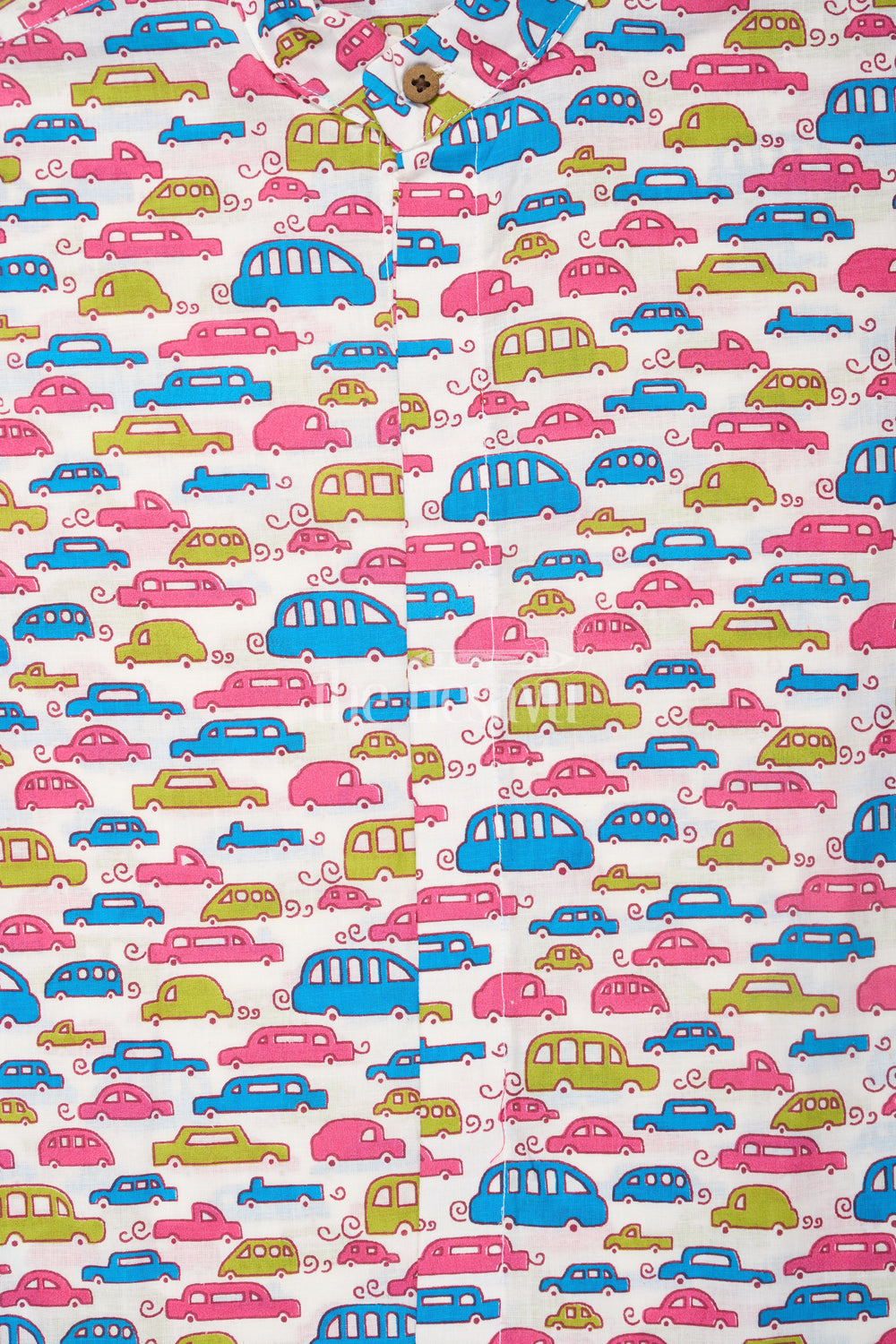 The Nesavu Boys Cotton Shirt Boys Cotton Shirt with Multicolor Car Print and Short Sleeves for Playful Casual Wear Nesavu Nesavu Boys Multicolor Cotton Shirt Car Print Short Sleeves Casual Adventures