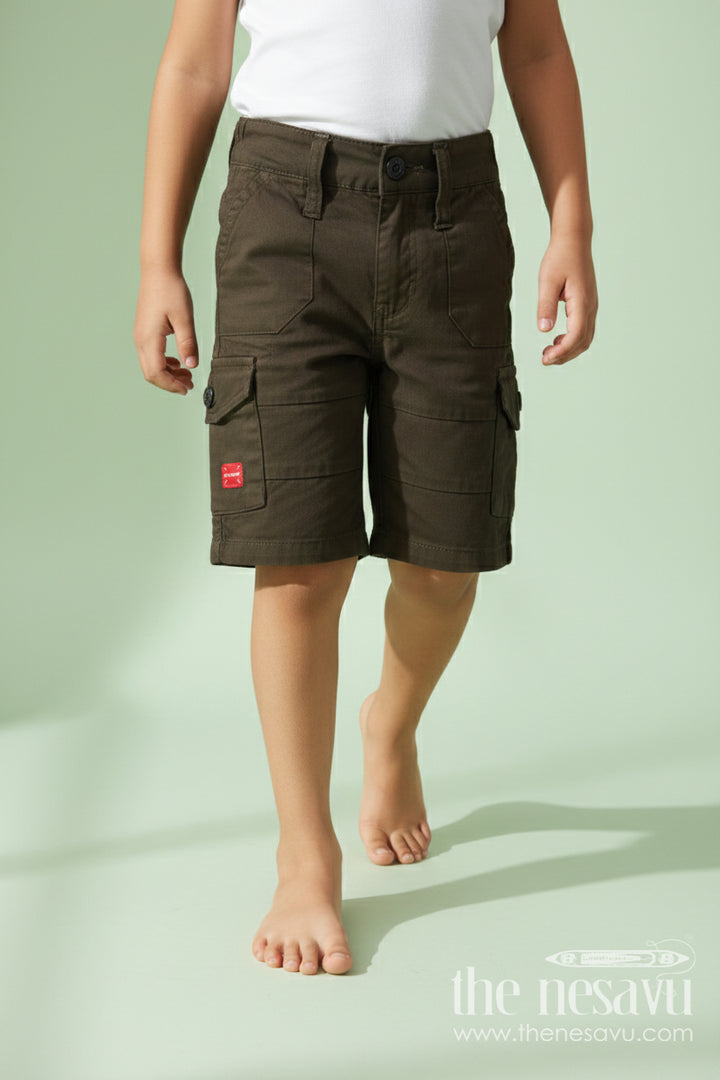 The Nesavu Boys Shorts Boys Cotton Shorts for Everyday Comfort and Movement Nesavu 16 (1Y) / Green / Cotton BWS074F-16 Nesavu boys daily-wear cotton shorts with flap pockets and structured fit for school and beyond