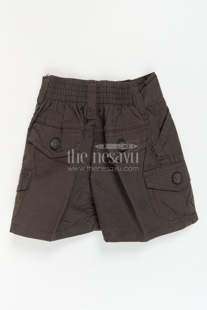 The Nesavu Boys Shorts Boys Cotton Shorts for Everyday Ease and Mobility Nesavu Nesavu cotton boys shorts with button flap pockets – perfect for daily wear and school outings