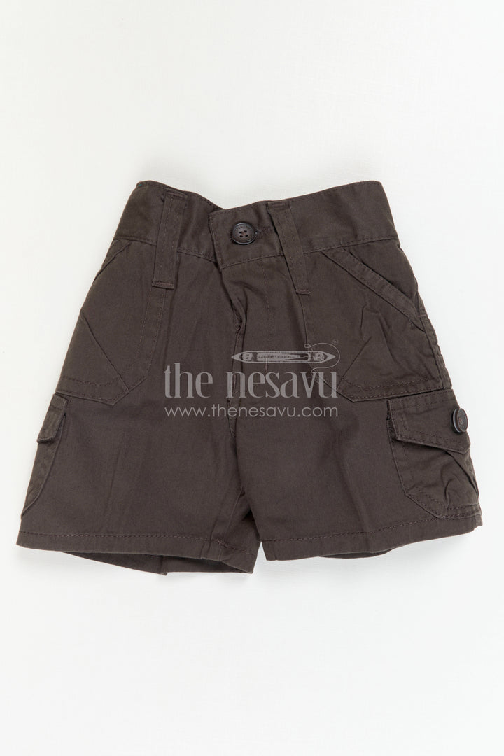 The Nesavu Boys Shorts Boys Cotton Shorts for Everyday Ease and Mobility Nesavu Nesavu cotton boys shorts with button flap pockets – perfect for daily wear and school outings