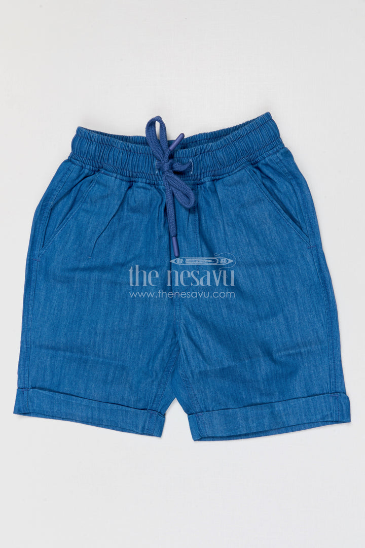 The Nesavu Boys Shorts Boys Cotton Shorts for Playground Fun and Summer Daily Wear Nesavu 22 (4Y) / Blue / Cotton BWS092A-22 Nesavu boys cotton shorts for active play and summer casual wear breathable kids drawstring shorts