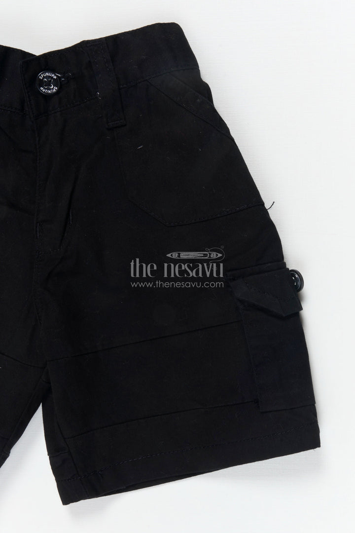 The Nesavu Boys Shorts Boys Cotton Shorts for School, Travel and Everyday Wear Nesavu 16 (1Y) / Black / Cotton BWS074G-16 Nesavu boys cotton shorts with flap pockets – perfect for school and daily adventures